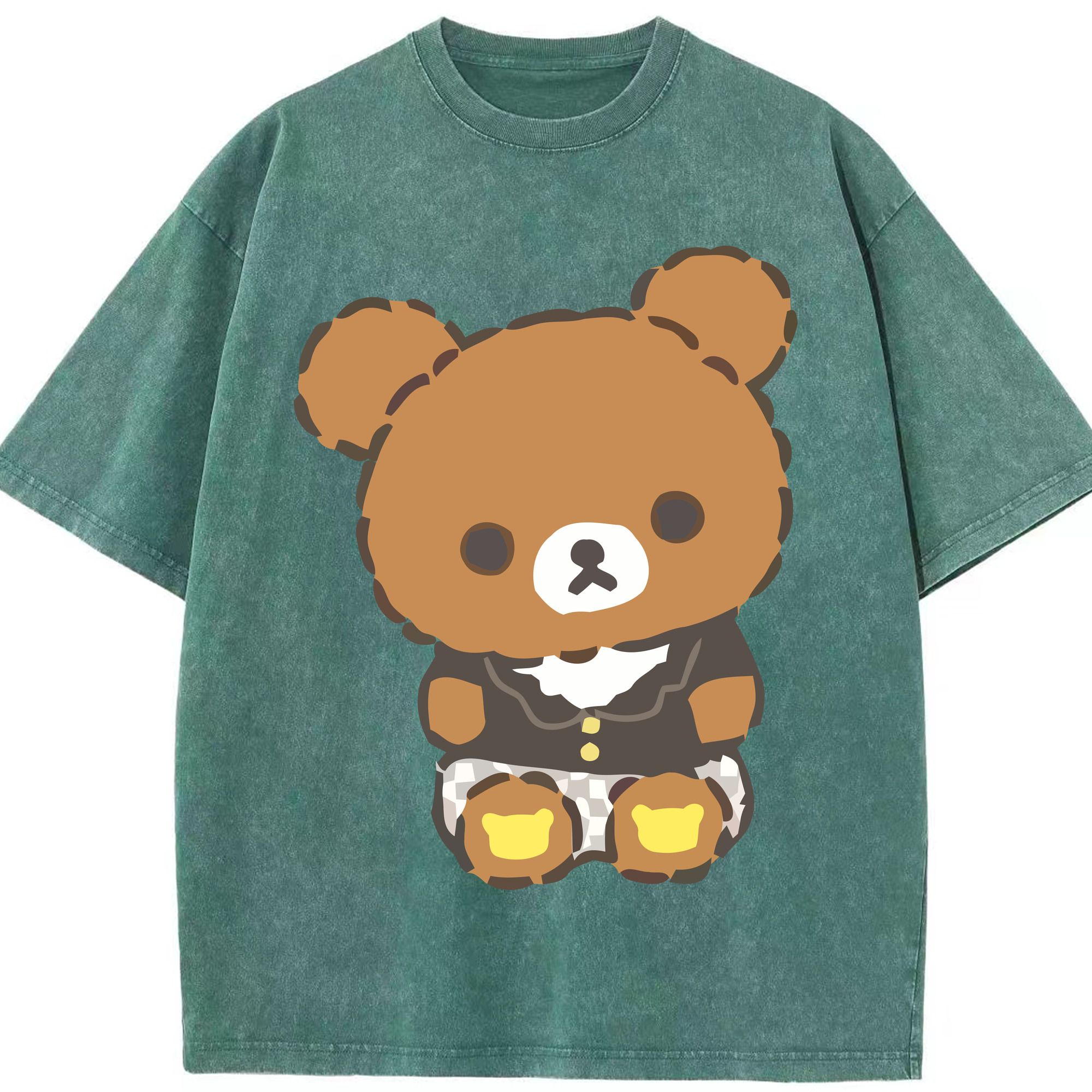 （画像用） リラックマ リラックマ キイロイトリ Rilakkuma Korilakkuma Kiiroitori 綿100% ヴィンテージ風 半袖Tシャツ（フロントプリント）
